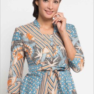 Blouse Batik Peplum Pastel – Seri Larasati Biru Terang