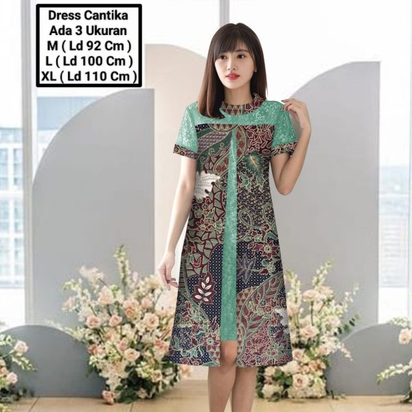 Cantika Modern Batik Dress - Dress Batik Kombinasi Elegan Motif Klasik